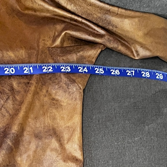 Soft Surroundings Brown Faux Leather Long Open Front Cardigan Duster XL Western - Picture 8 of 11